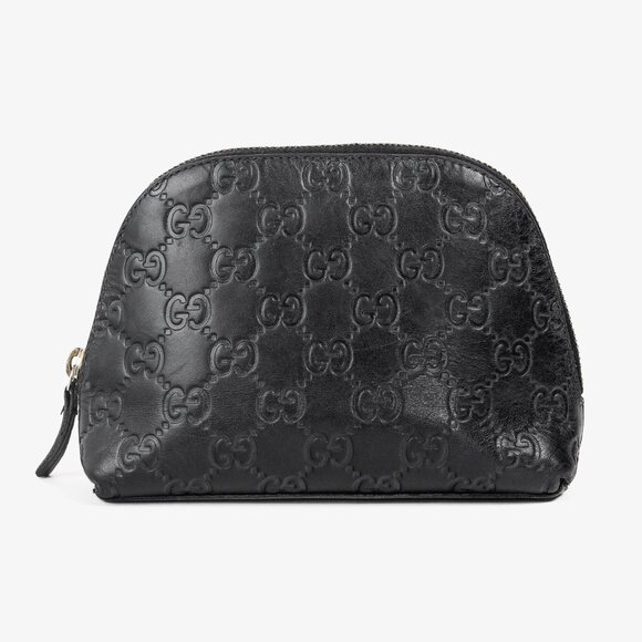 Gucci Guccisimma GG Black Leather Cosmetic Case - Picture 1 of 10